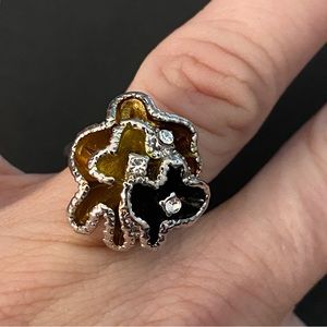 Unique Vintage Sterling Silver (stamped) bouquet of flowers size 7